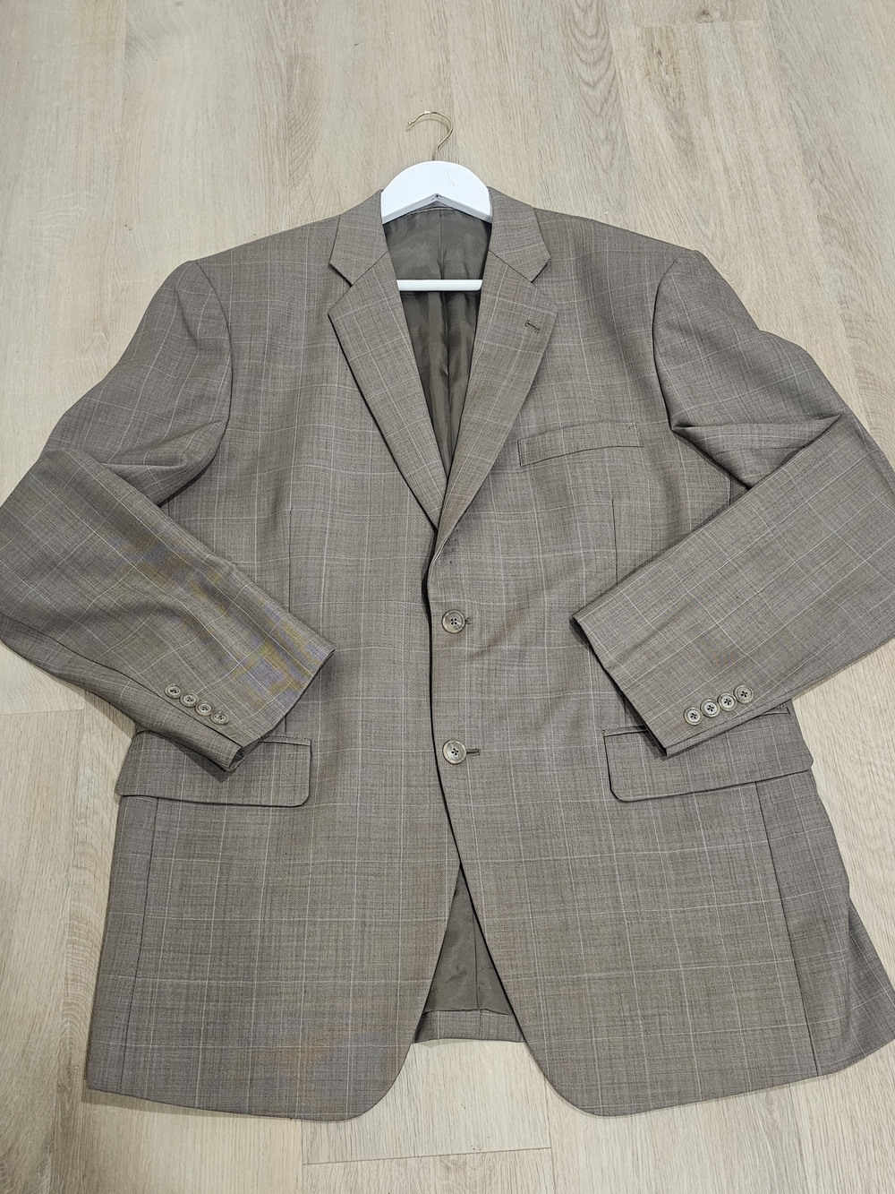 Maxwell’s Custom Tailored Brown Windowpane Blazer Wool Sport Coat 46R Classic - Picture 3 of 13